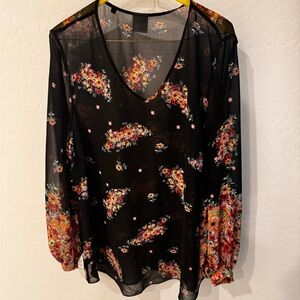 Sheer Cabi floral blouse